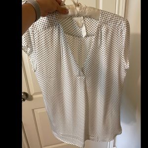 White w/ black polka dot blouse